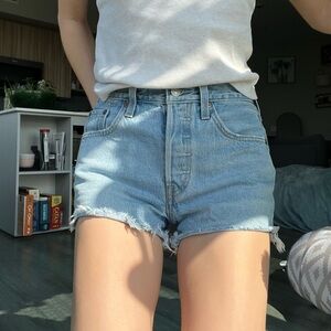 Levi’s 501 Original Cutoff Denim Shorts high-rise button-down fly